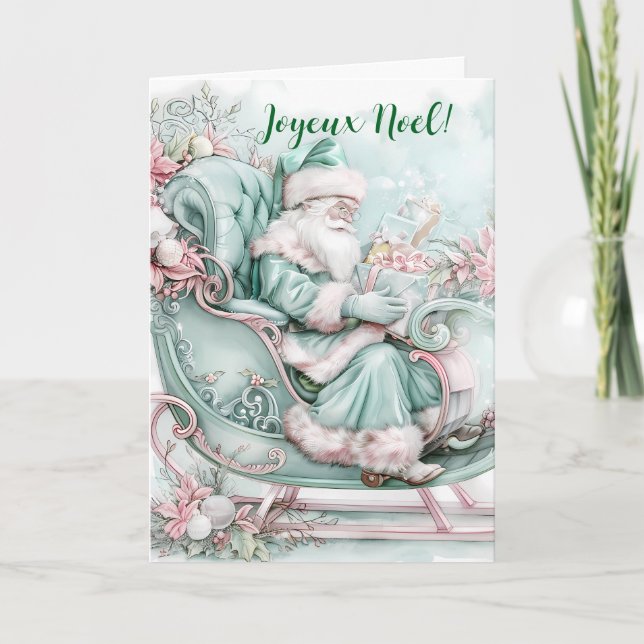 Glad jul Vintage julkort Santa hopfälld kort (Framsida)
