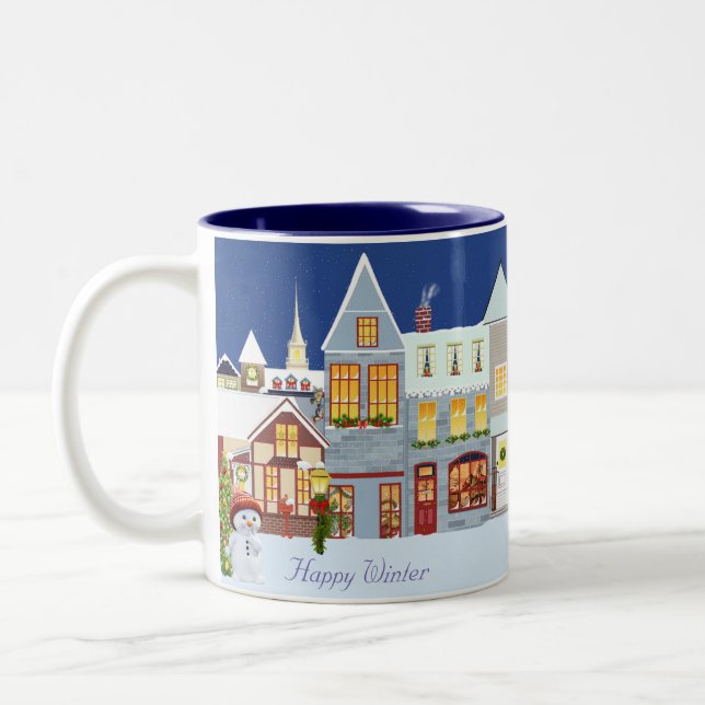 Glad Jul Vinter & Snömannen Två-Tonad Mugg (Vänster)