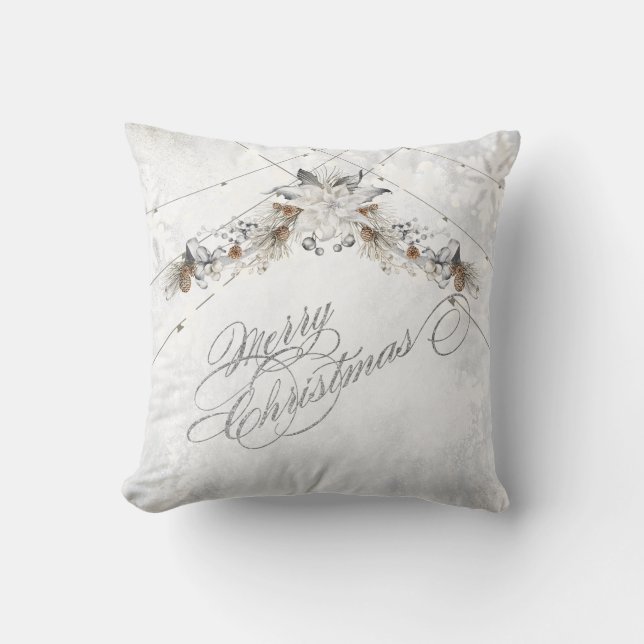 Glad jul Vinterblommor Kottar Kudde (Framsida)