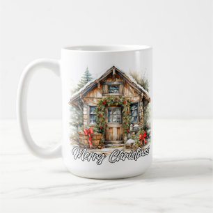 Glad jul Vintertid Lantlig Stuga Kaffemugg