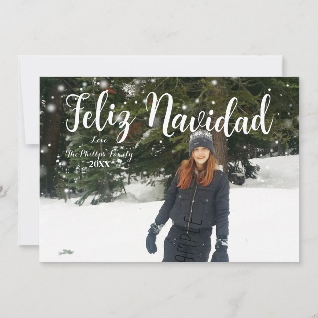 GLAD JUL Vit Typ Anpassad Julbild Julkort (Framsida)