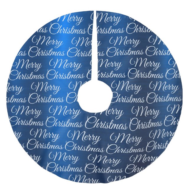 Glad jul Vita snöflingor Marinblå Julgransmatta Borstad Polyester (Framsidan)