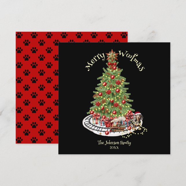 Glad Jul Voffmas Hund Design - Dachshund Julkort (Fram/baksida)