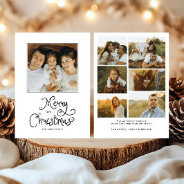 Glad jul Whimsical Script Familj 7 foton Julkort