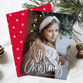 Glad jul Whimsical Script Foto Julkort