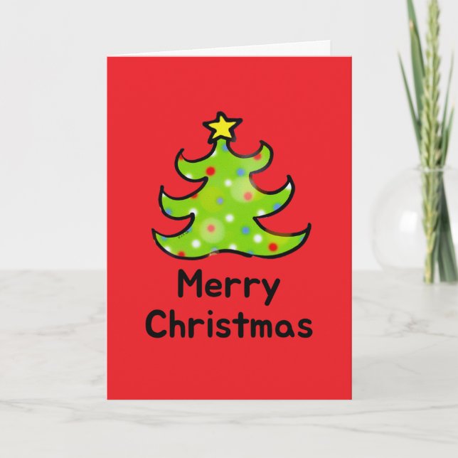 Glad jul Whimsical Träddesign Helgkort (Framsida)