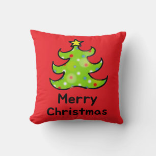 Glad jul Whimsical Träddesign Kudde