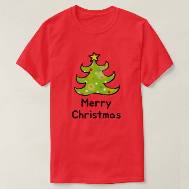 Glad jul Whimsical Träddesign T Shirt (Design framsida)