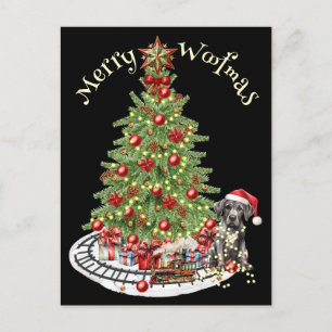 Glad Jul Woof Hund Design - Grand Danois Vykort