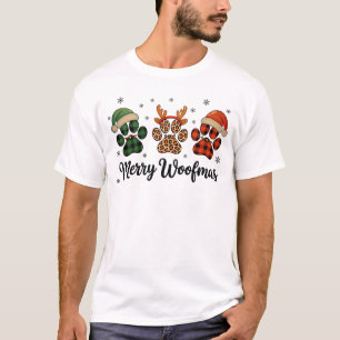 Glad Jul Woofmas Hundpaw Julen Roliga Xmas Ljus T Shirt