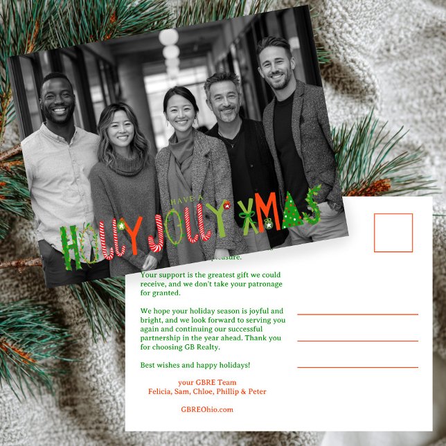 GLAD JUL XMAS Anpassad FOTO  Helg Vykort (HOLLY JOLLY XMAS Business CUSTOM PHOTO Holiday Postcard
)