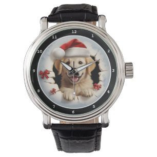 Glad Julbild på Guldvalp Armbandsur