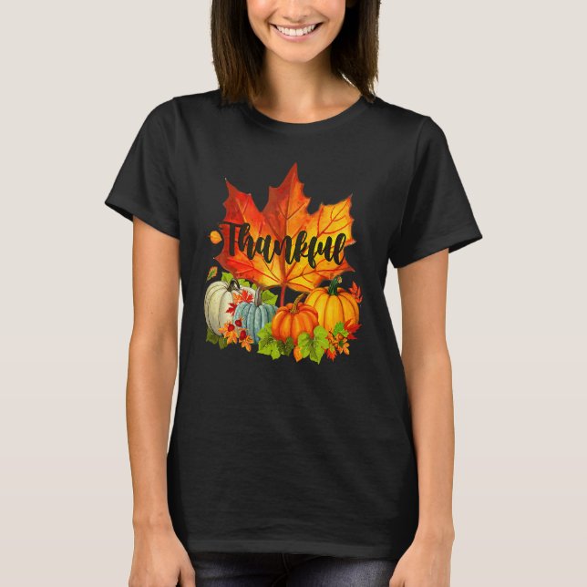 Glad juldag Höst Löv Mapleblad T Shirt (Framsida)