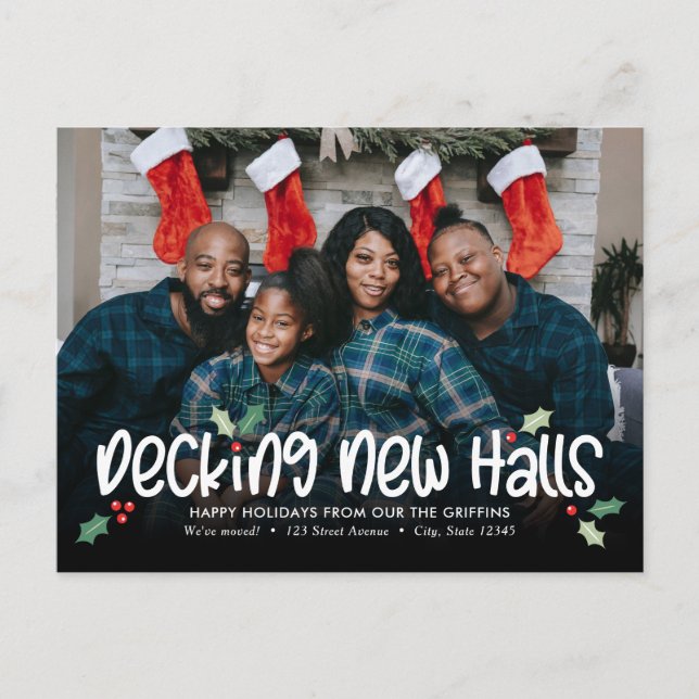 Glad juldekoration Högtidligt flyttmeddelande vyko Helg Vykort (Framsida)