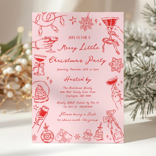 Glad julfest-inbjudan inbjudningar (Merry Little Christmas Party Invitation)