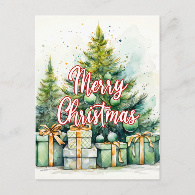 Glad julgran | God jul Vykort (Framsida)
