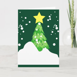 Glad julgran med snö helgkort