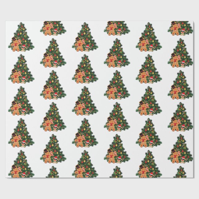 Glad julgran och dekorationer  presentpapper (Platt)