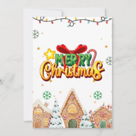 Glad julhälsning med pepparkakshus julkort