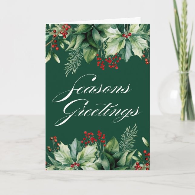 Glad julhelg vintergrönska  kort (Framsida)