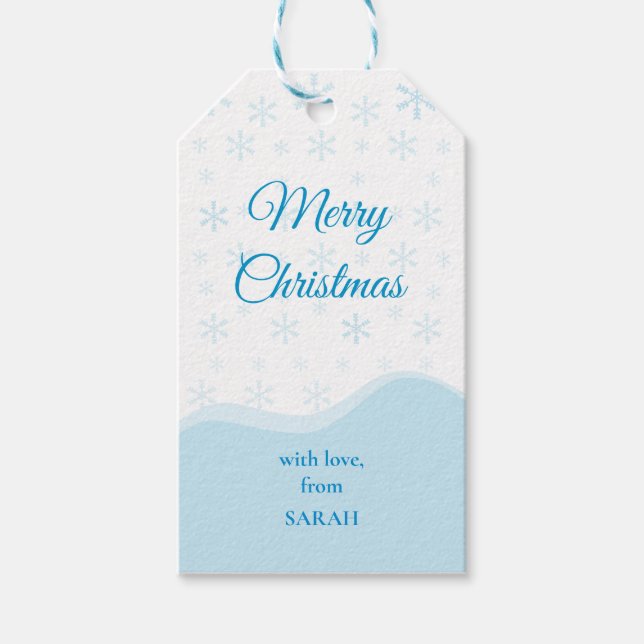 Glad JulJulpresentatagg | Snöflinga Design Presentetikett (Framsidan)