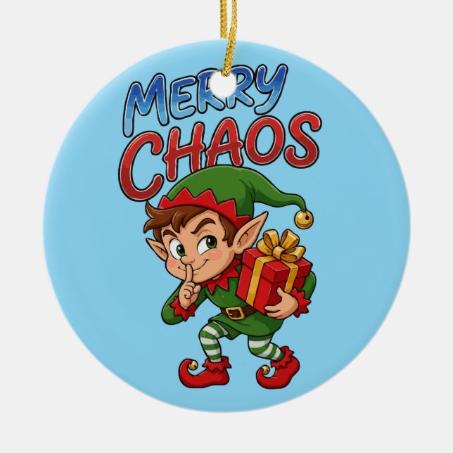 Glad Julkaos Tomte Julgransprydnad Keramik (Framsidan)