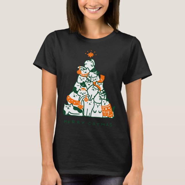 Glad Julkattsgran T Shirt (Framsida)