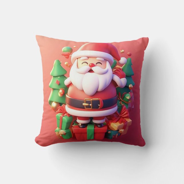 Glad julklapp Omgiven av festliga juldekorationer Kudde (Framsida)