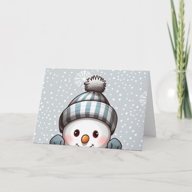 Glad julkort med snöman helgkort (Framsida)