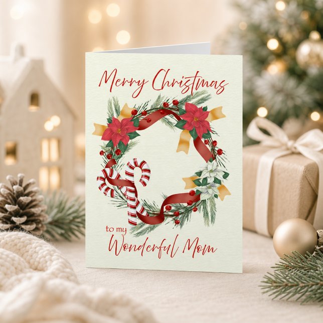 Glad julkrans för mamma kort (Merry Christmas Wreath for Mom Card)