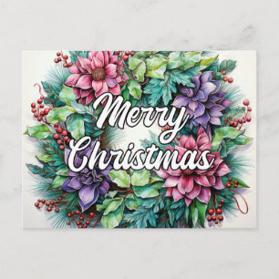 Glad julkrans God jul Vykort