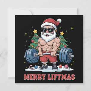 Glad Jullyft Lyftjul Tomte Fitness Gym Julkort
