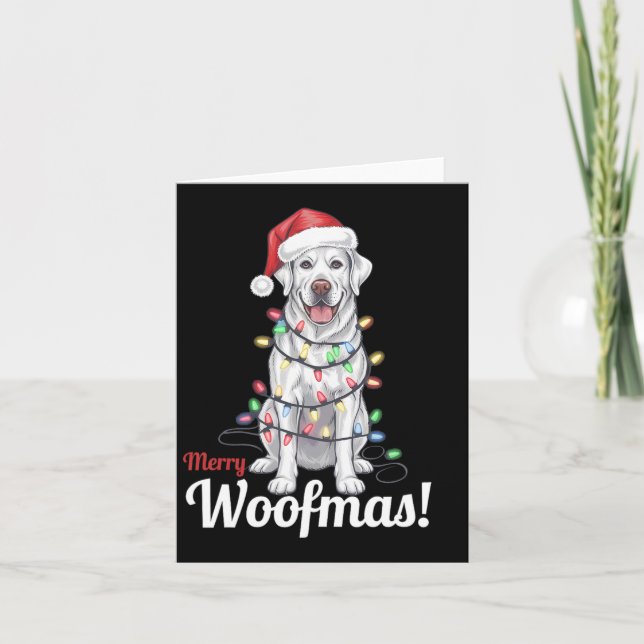 Glad Julmas Silver Labrador Hund Ljus Dekor Jul Kort (Framsida)