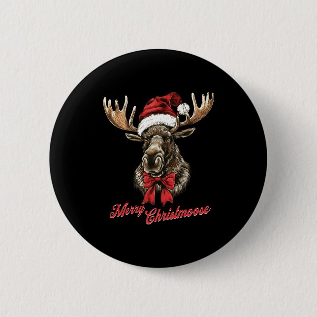 Glad Julmössa Tomte Hatt Julfirande Älg Knapp (Framsida)