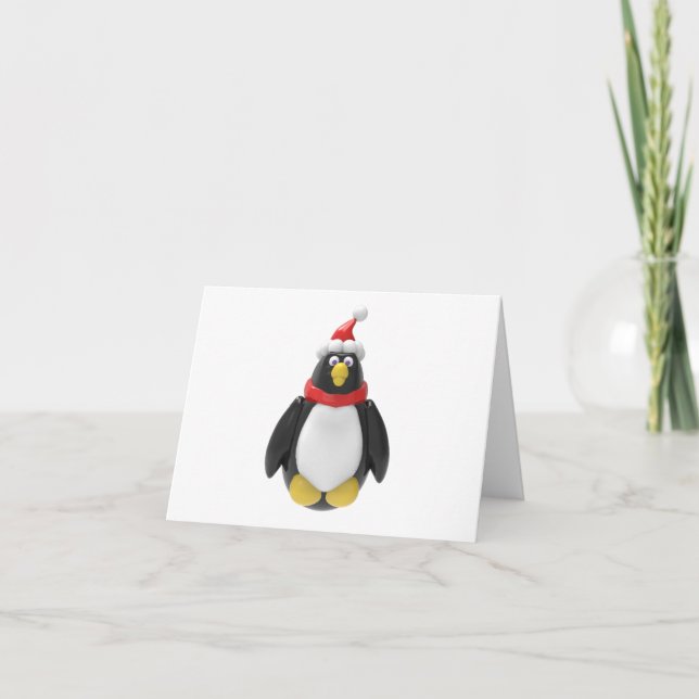 Glad julpenguin kort (Framsida)