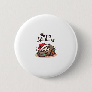 Glad Julsloth T Shirt Julpyjamas för Sloth Knapp