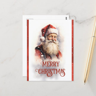 Glad jultomte akvarell vykort