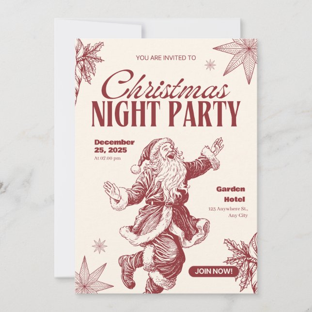 Glad jultomte julgran julparty inbjudan kort (Framsida)