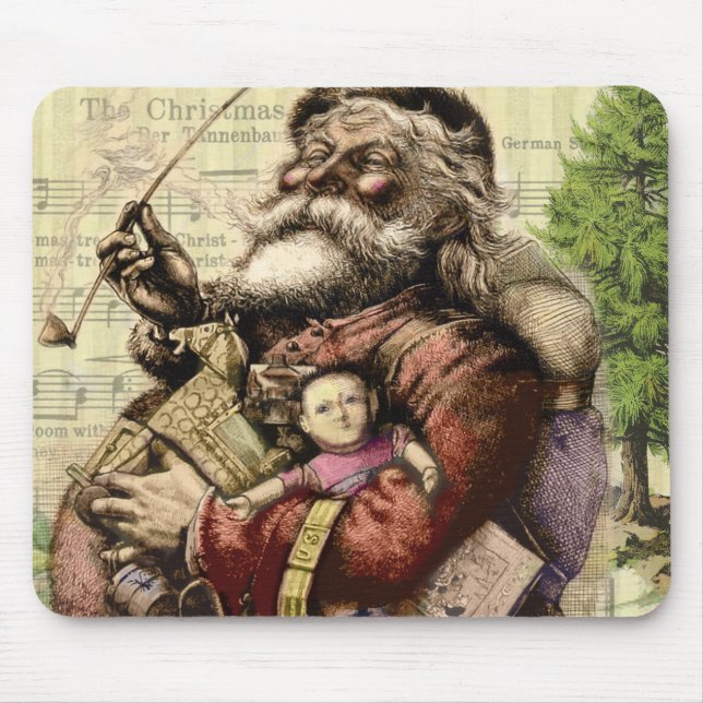 Glad jultomte julgran vintage musmatta (Framsidan)