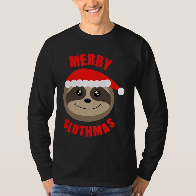 Glad jumper för julafton för Slothmas Slothjul T-shirt (Framsida)