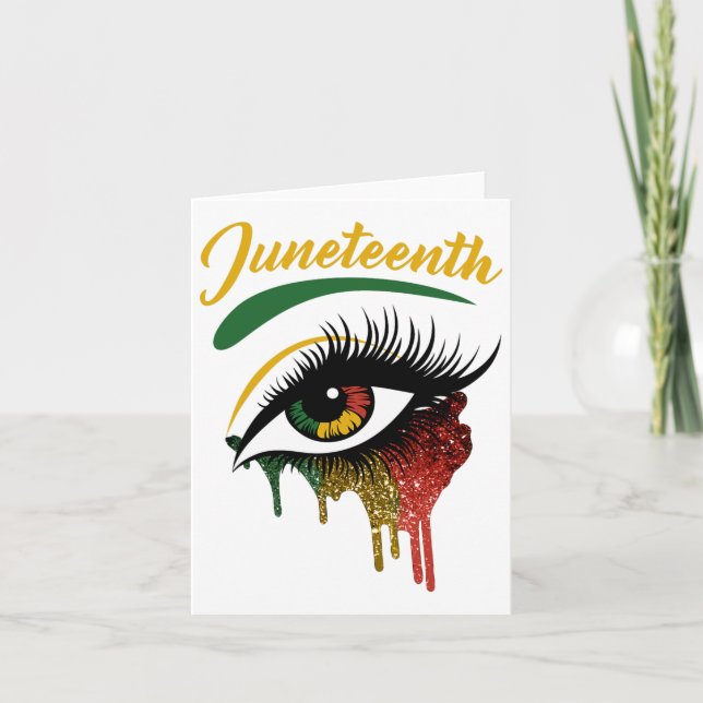 Glad Juneteenth 1865 Ljust Ögon Melanin Retro Bl Kort (Framsida)