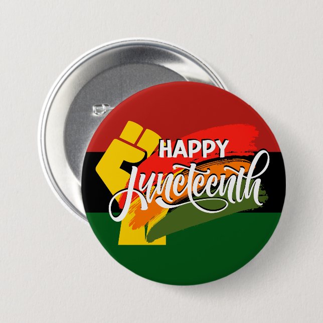 GLAD JUNETEENTH Panafrikansk Knapp (Framsida & baksida)