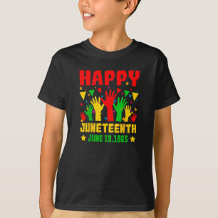 Glad Juneteenth Svart Röd Grön Gul Händer Pojkar T Shirt