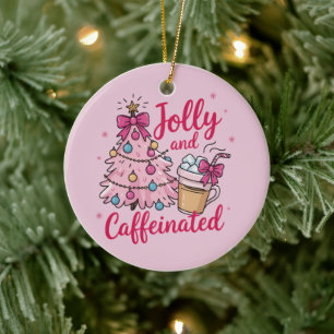 Glad & Kaffeinhållig Kaffe Jul Retro Trendigt  Julgransprydnad Keramik