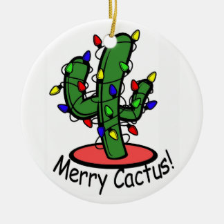 Glad kaktus julgransprydnad keramik