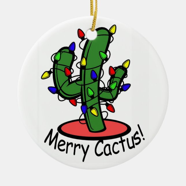 Glad kaktus julgransprydnad keramik (Framsidan)