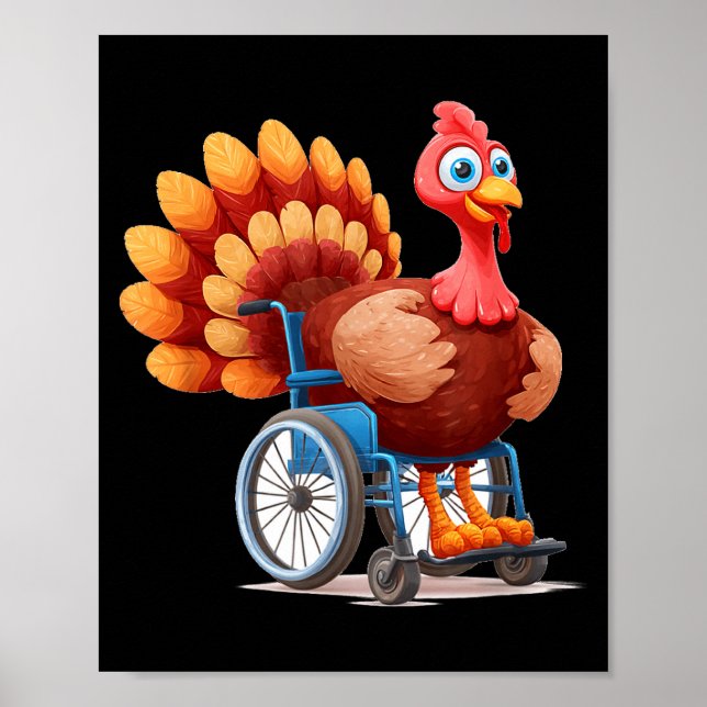 Glad kalkon kostym i rullstol för thanksgivin poster (Framsidan)