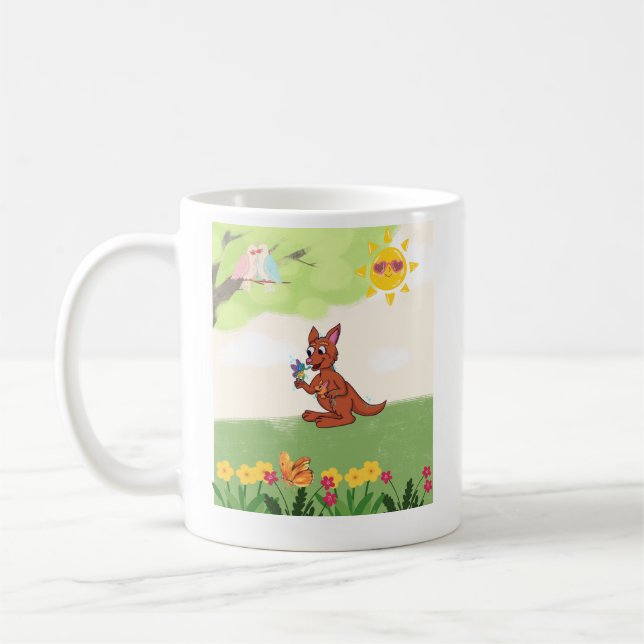 Glad känguru i skogen kaffemugg (Vänster)