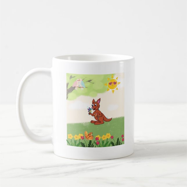 Glad känguru i skogen kaffemugg (Vänster)