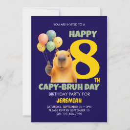 GLAD KAPYBARA BRUH DAG Anpassad Kapybara 8-årsdag Inbjudningar